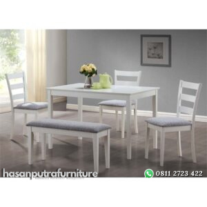 Set Meja Makan Cat Duco Putih Hasan Putra Furniture Jepara - Indonesia Furniture