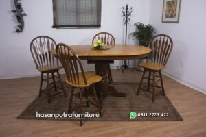 Set Meja Makan Jati Oval Hasan Putra Furniture Jepara - Indonesia Furniture