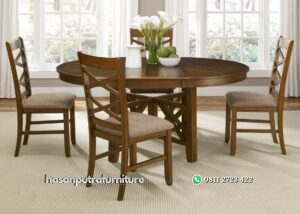 Set Meja Makan Oval Minimalis Hasan Putra Furniture Jepara - Indonesia Furniture