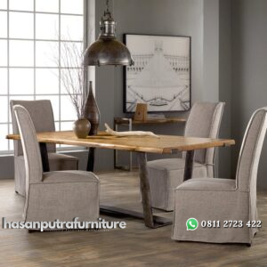 Set Meja Makan Suar Wood Modern Hasan Putra Furniture Jepara - Indonesia Furniture