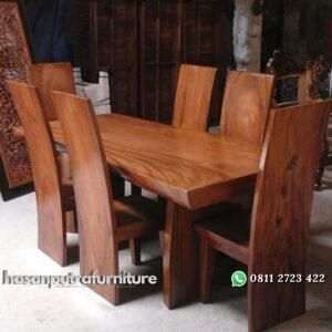 Set Meja Makan Kayu Trembesi Jakarta Hasan Putra Furniture Jepara - Indonesia Furniture