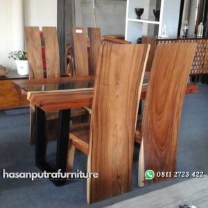 Set Meja Makan Kayu Trembesi Minimalis Hasan Putra Furniture Jepara - Indonesia Furniture