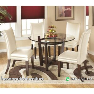 Set Meja Tamu Bulat Kaca Hasan Putra Furniture Jepara - Indonesia Furniture