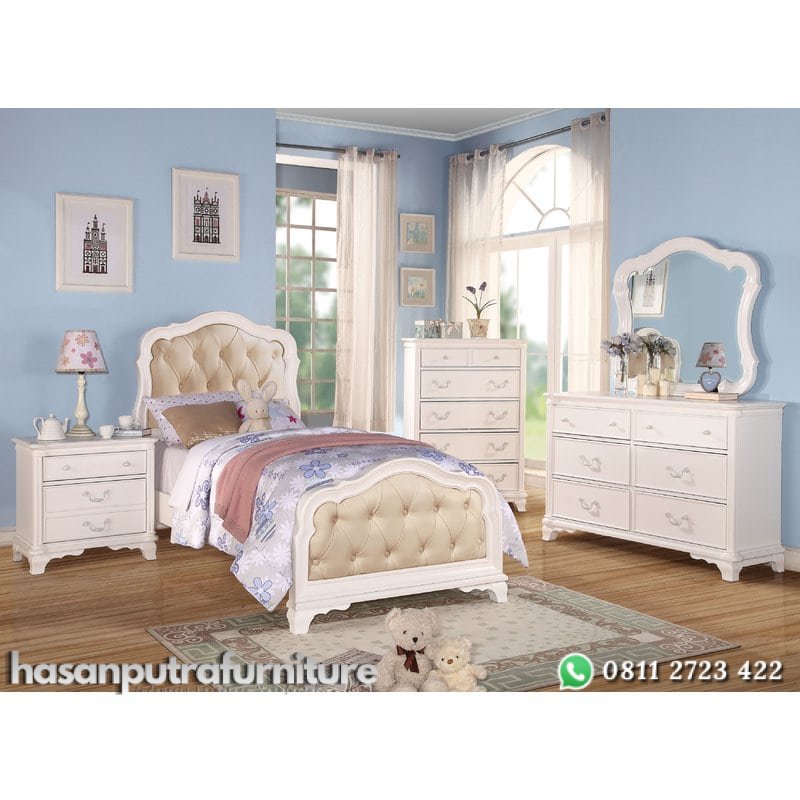 Set Tempat Tidur Anak Perempuan Modern Hasan Putra Furniture Jepara - Indonesia Furniture 2 Set Tempat Tidur Anak Perempuan Modern Hasan Putra Furniture Jepara - Indonesia Furniture - Gambar 2