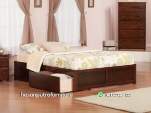 Tempat Tidur Jati Sederhana Laci Hasan Putra Furniture Jepara - Indonesia Furniture