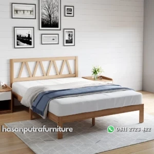 Tempat Tidur Silang Kayu Jati Warna Natural Minimalis Hasan Putra Furniture Jepara - Indonesia Furniture