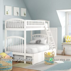 Tempat Tidur Tingkat Cat Duco Putih Hasan Putra Furniture Jepara - Indonesia Furniture