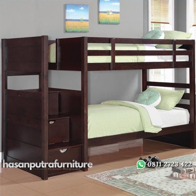 Tempat Tidur Tingkat Tangga Laci Jati Hasan Putra Furniture Jepara - Indonesia Furniture 1 Tempat Tidur Tingkat Tangga Laci Jati Hasan Putra Furniture Jepara - Indonesia Furniture