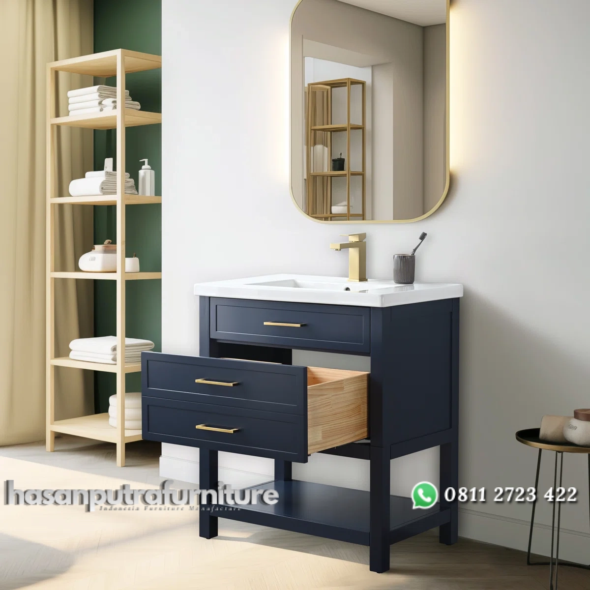 VACINI Wastafel Cabinet Cat Duco Navy Blue Minimalis Hasan Putra Furniture Jepara - Indonesia Furniture 2 VACINI Wastafel Cabinet Cat Duco Navy Blue Minimalis Hasan Putra Furniture Jepara - Indonesia Furniture - Gambar 2
