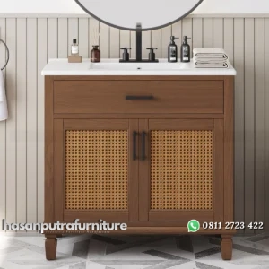 VANIA Wastafel Cabinet Rotan Multifungsi Kayu Jati Minimalis Hasan Putra Furniture Jepara - Indonesia Furniture