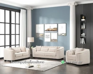 Wandha Set Sofa Tamu Minimalis Modern Kain Beludru Hasan Putra Furniture Jepara - Indonesia Furniture