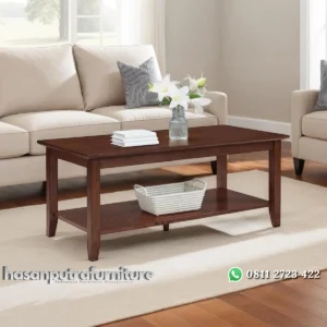 Winston Meja Tamu Murah Kayu Jati Finishing Walnut Hasan Putra Furniture Jepara - Indonesia Furniture