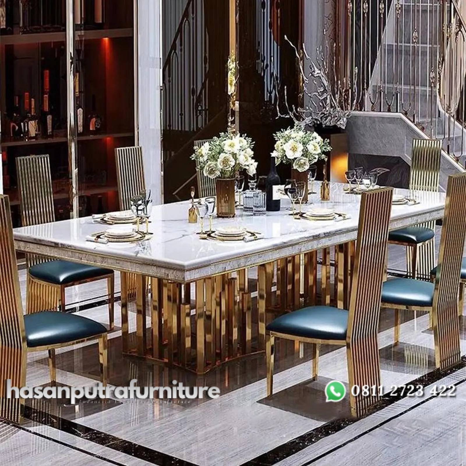 meja makan / dinning table sultan stainless gold top marble K8 Indonesia Furniture 1 meja makan / dinning table sultan stainless gold top marble K8 Indonesia Furniture
