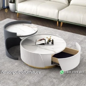 meja tamu / coffee table terbaru top marble premium Indonesia Furniture