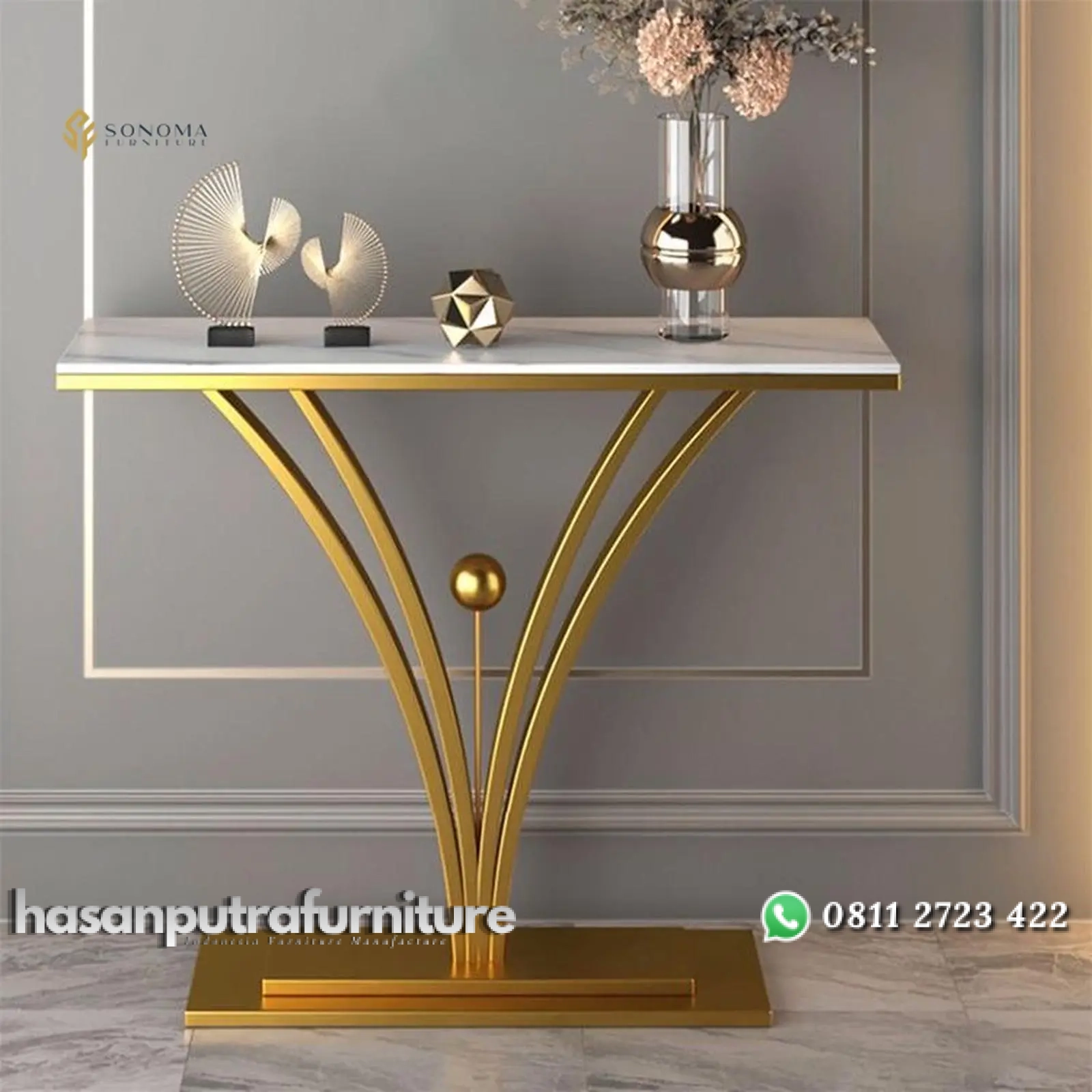 meja konsul / console table besi gold top marble Indonesia Furniture 1 meja konsul / console table besi gold top marble Indonesia Furniture