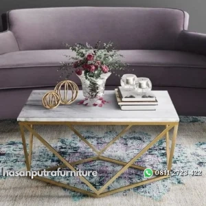 Marble coffe table besi finishing gold terbaru Indonesia Furniture