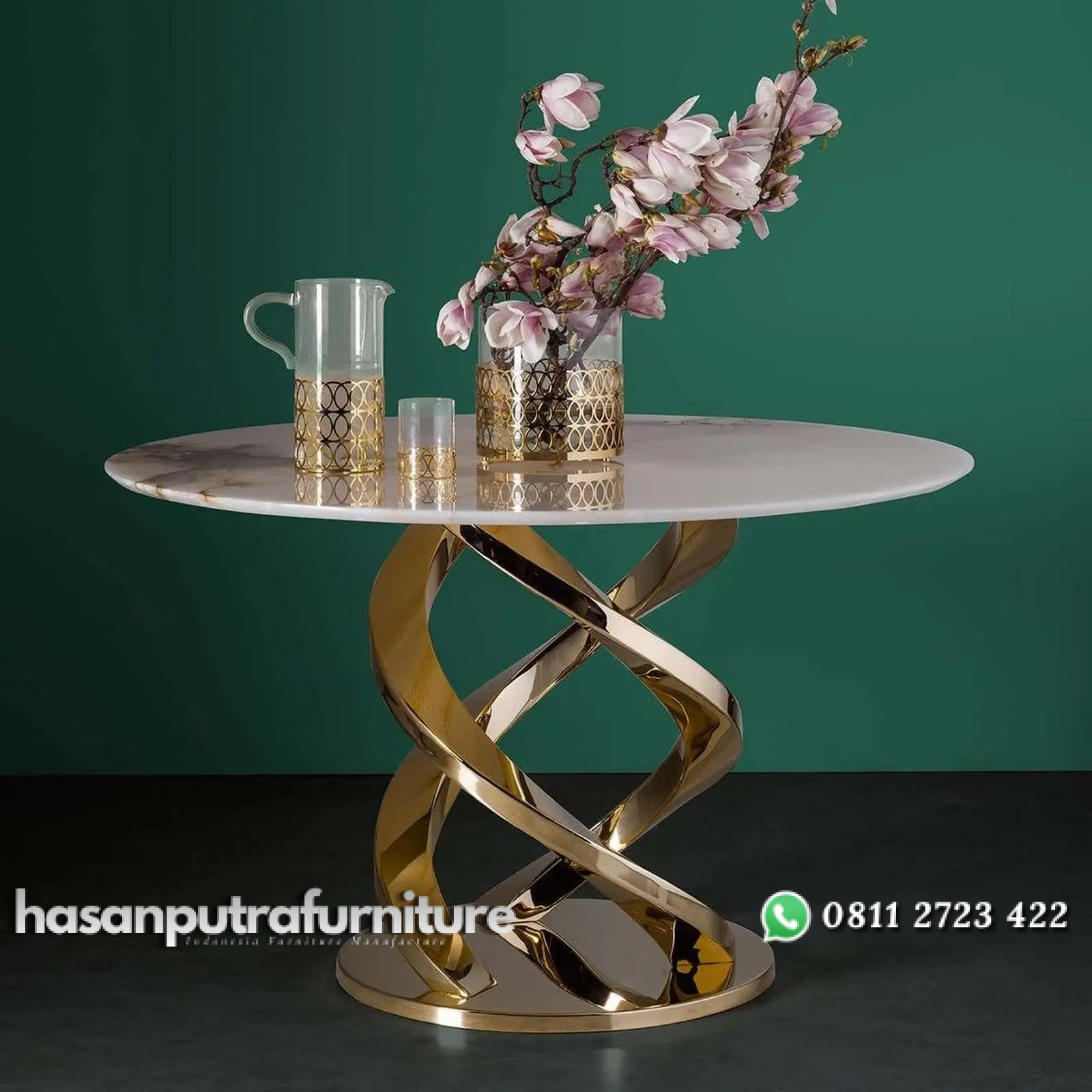 meja welcome premium modern stainless gold mirror top marmer Indonesia Furniture 1 meja welcome premium modern stainless gold mirror top marmer Indonesia Furniture