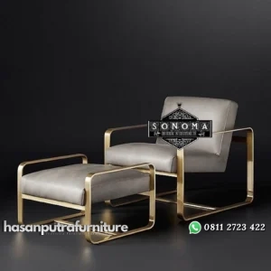 sofa single + stool stainless gold glosy (kursi tamu, sofa tamu ) Indonesia Furniture