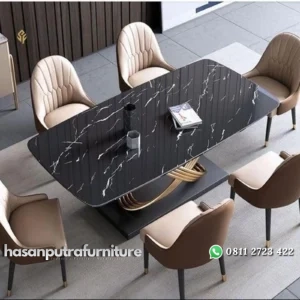 meja makan / dinning table stainless ring top marble premium K6 Indonesia Furniture