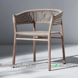 Kursi cafe kekinian kayu jati kombinasi rajut Indonesia Furniture