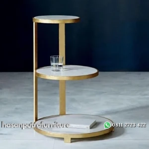 meja pojok / shide table besi top marble premium Indonesia Furniture
