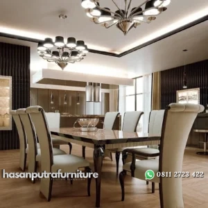 meja makan classic modern kayu jati set meja dan 8 kursi mewah Indonesia Furniture