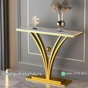 Meja konsul besi gold modern console table top marmer Indonesia Furniture