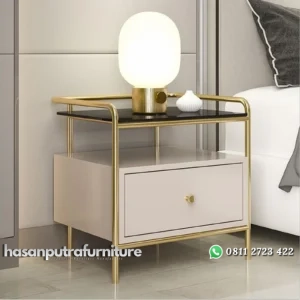 Nakas terbaru rangka besi finishing gold top kaca hitam Indonesia Furniture
