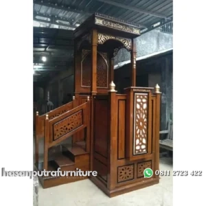 Mimbar masjid tingkat terbaru mimbar kayu jati tpk Indonesia Furniture