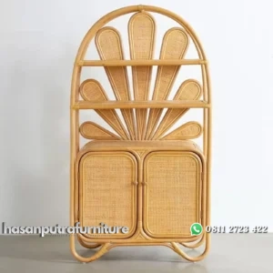 Rak rotan alami terbaru dengan pintu tempat penyimpanan modern Indonesia Furniture