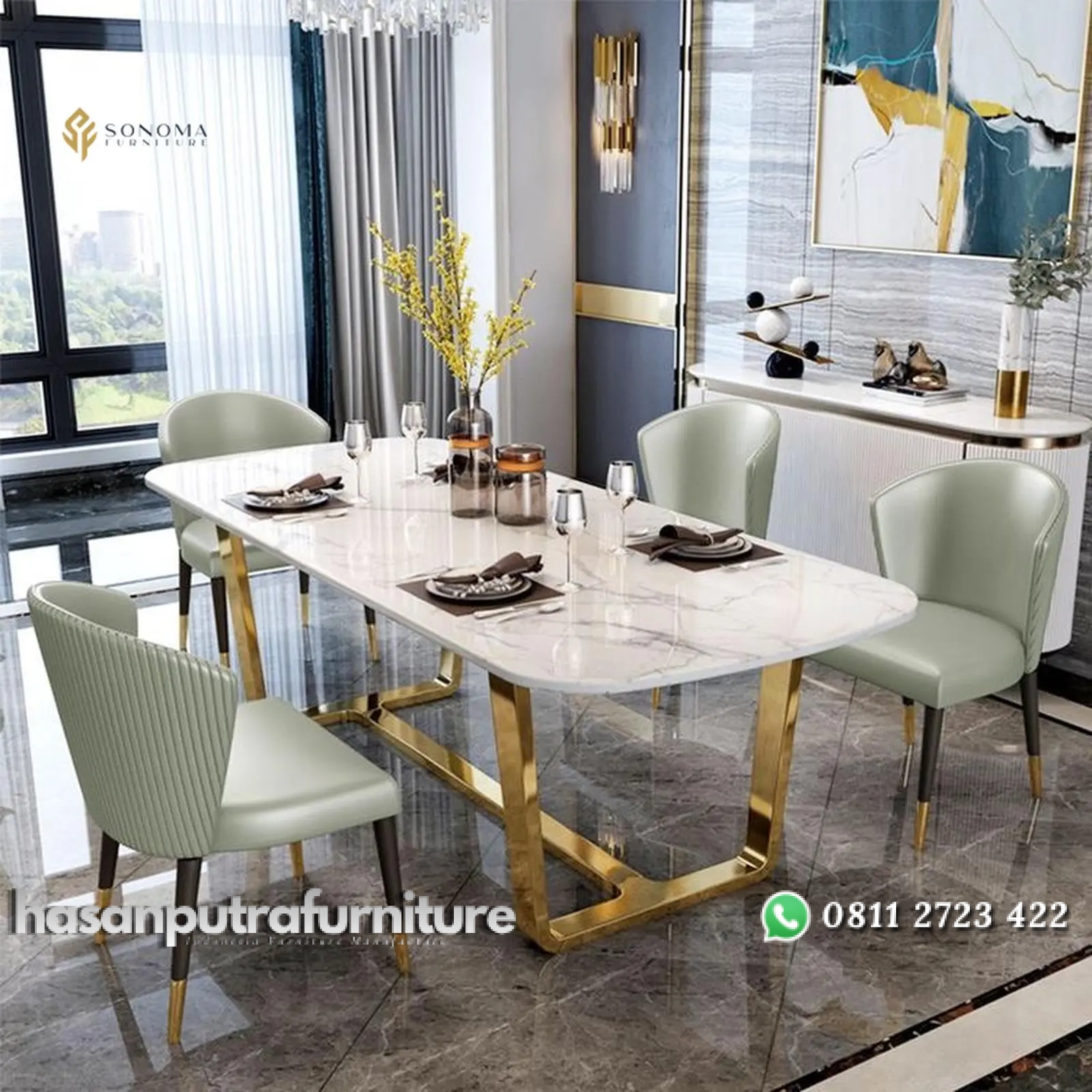 meja makan / dinning table stainless simple premium top marble Indonesia Furniture 1 meja makan / dinning table stainless simple premium top marble Indonesia Furniture
