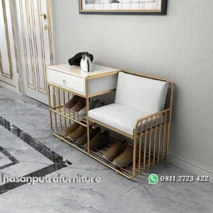 bangku sepatu / rak sepatu besi gold premium new Indonesia Furniture