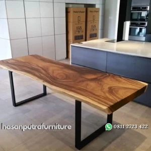 Meja makan kayu suar kaki besi meja makan terbaru Indonesia Furniture