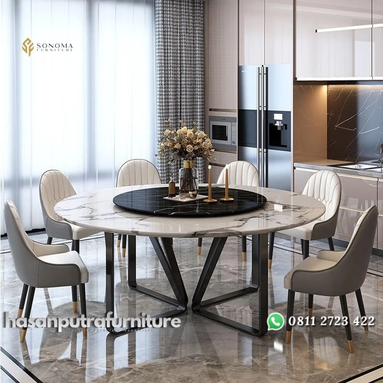 meja makan / dinning table round marble luxury populer Indonesia Furniture 1 meja makan / dinning table round marble luxury populer Indonesia Furniture
