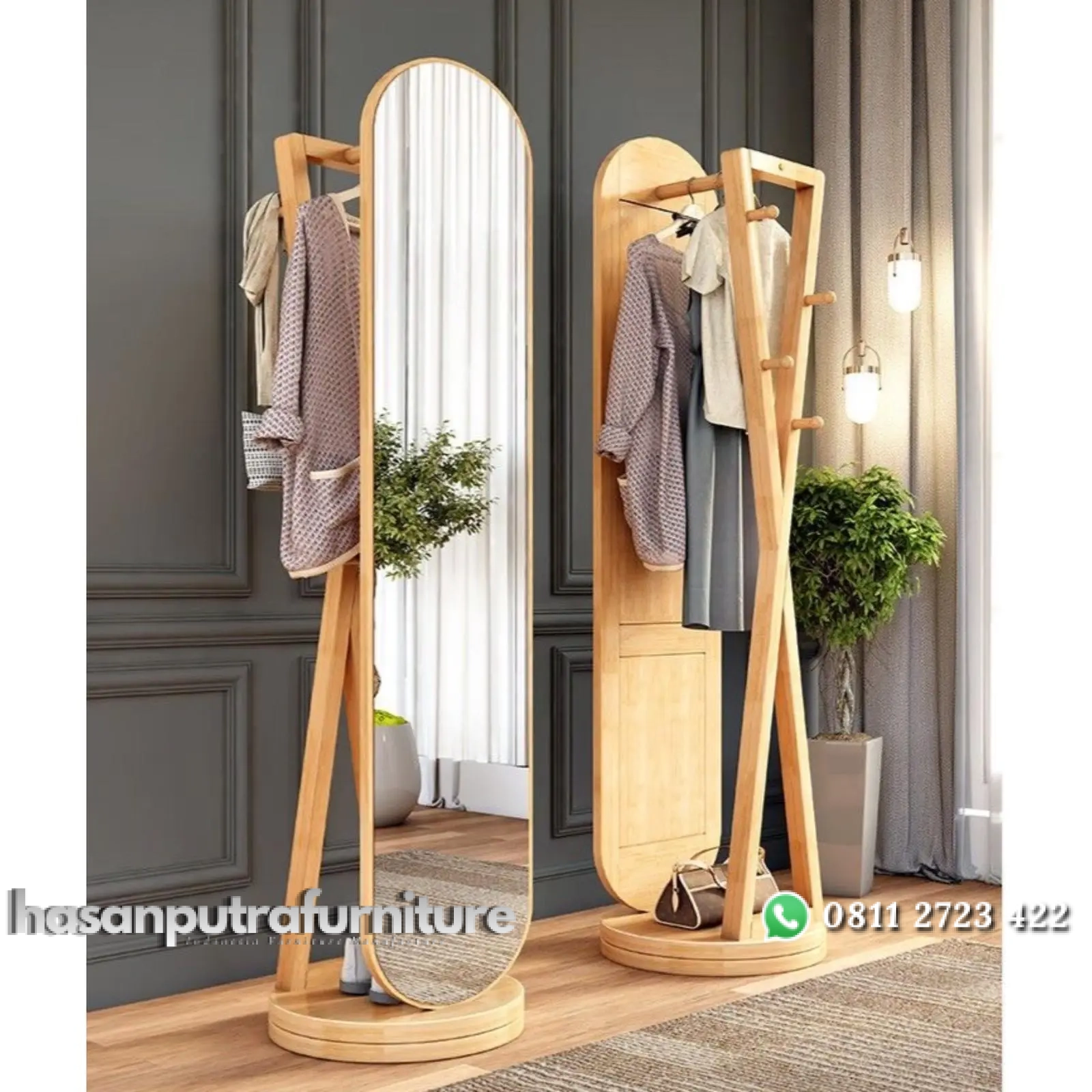 Cermin putar model silang kaca cermin kayu jati minimalis Indonesia Furniture 1 Cermin putar model silang kaca cermin kayu jati minimalis Indonesia Furniture