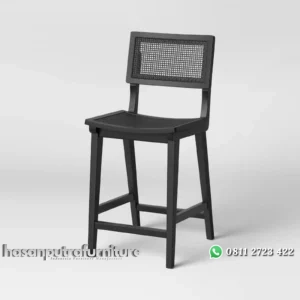 Kursi bar sandaran dan dudukan rotan kursi bar full black Indonesia Furniture