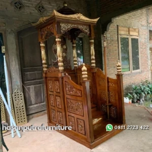 Mimbar kayu jati ukiran pintu depan mimbar masjid kubah terbaru - DP Indonesia Furniture