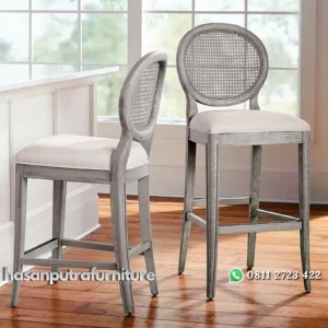 Kursi bar rustik sandaran rotan dudukan busa kursi bar klasik Indonesia Furniture