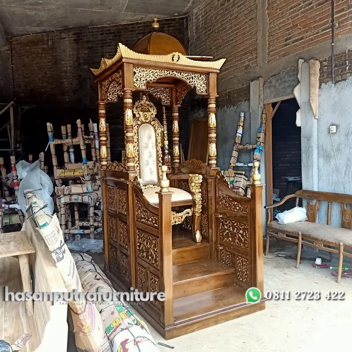 Mimbar masjid kayu jati pintu depan kursi mewah Indonesia Furniture 2 Mimbar masjid kayu jati pintu depan kursi mewah Indonesia Furniture - Gambar 2