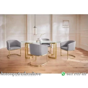 meja makan / dinning table new model premium stainles gold top marble Indonesia Furniture