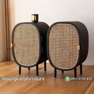 Nakas kayu jati kombinasi rotan alami nakas terbaru Indonesia Furniture