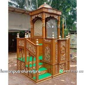 Mimbar masjid tangga full ukiran mimbar tingkat kubah terbaru - DP Indonesia Furniture