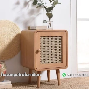Nakas kayu jati pintu rotan terbaik nakas finishing natural Indonesia Furniture