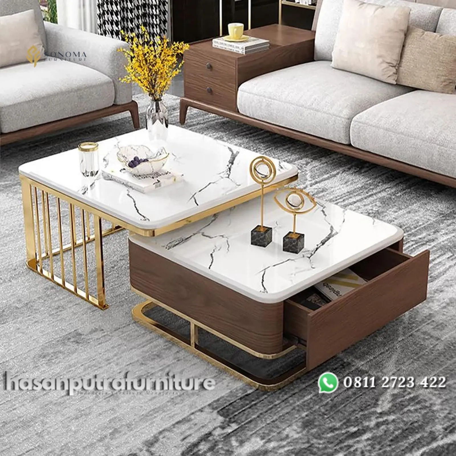 meja tamu / coffee table double stainless top marble luxury terbaru Indonesia Furniture 1 meja tamu / coffee table double stainless top marble luxury terbaru Indonesia Furniture