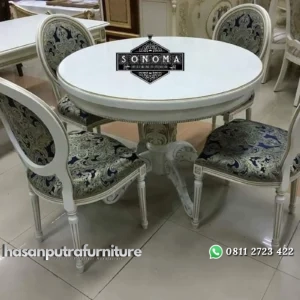 meja makan bulat salina ( kursi makan, kursi jati, meja tamu, nakas) Indonesia Furniture