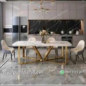 meja makan marmer stainless gold K4 ( pesanan pribadi ) Indonesia Furniture