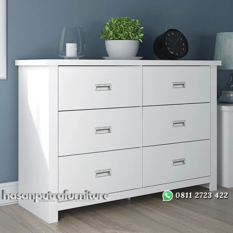 Dresser Warna Putih Khirey Model Minimalis 6 Laci Hasan Putra Furniture Jepara - Indonesia Furniture 2 Dresser Warna Putih Khirey Model Minimalis 6 Laci Hasan Putra Furniture Jepara - Indonesia Furniture - Gambar 2
