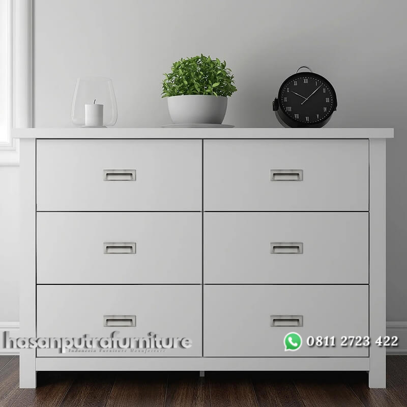 Dresser Warna Putih Khirey Model Minimalis 6 Laci Hasan Putra Furniture Jepara - Indonesia Furniture 1 Dresser Warna Putih Khirey Model Minimalis 6 Laci Hasan Putra Furniture Jepara - Indonesia Furniture