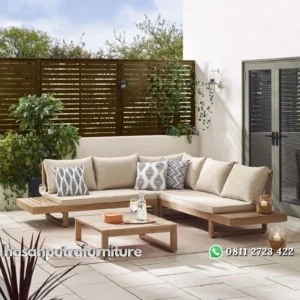 Set sofa kayu outdoor full bantalan sofa tamu outdoor Indonesia Furniture