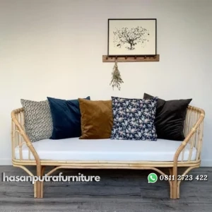 Bangku rotan alami terbaru bantalan empuk kursi tamu rotan Indonesia Furniture